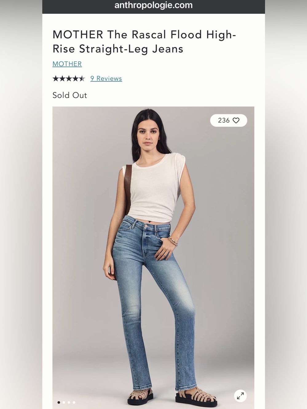 NWT MOTHER High-Waisted Rascal Flood in Eye of the Tiger